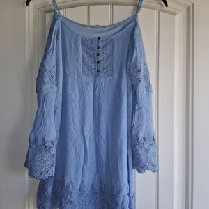Blue Lace Detail Women's Top